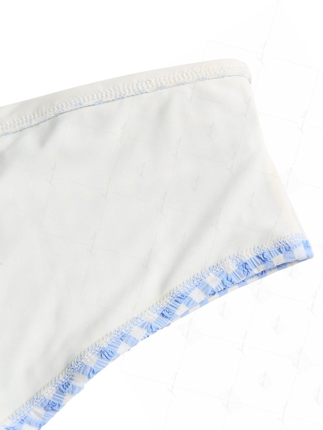 Light Blue Bubble Grid Textured Contrast Foldover Bikini Bottom Cheeky Swim Boyshorts