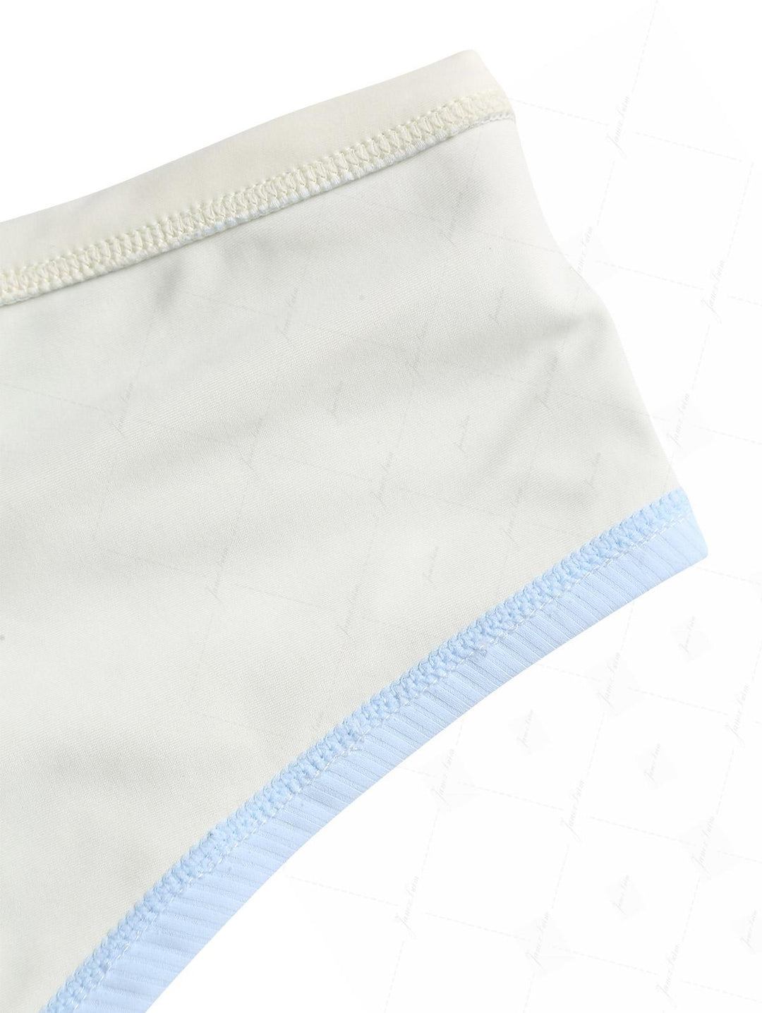 Light Blue Ribbed Knit Bowknot Halter Foldover Cheeky Boyshorts Tankini Set