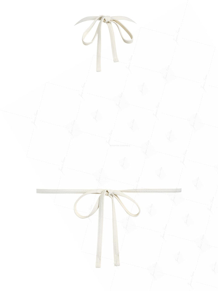 Light Blue Bubble Grid Textured Halter Triangle Bikini Top