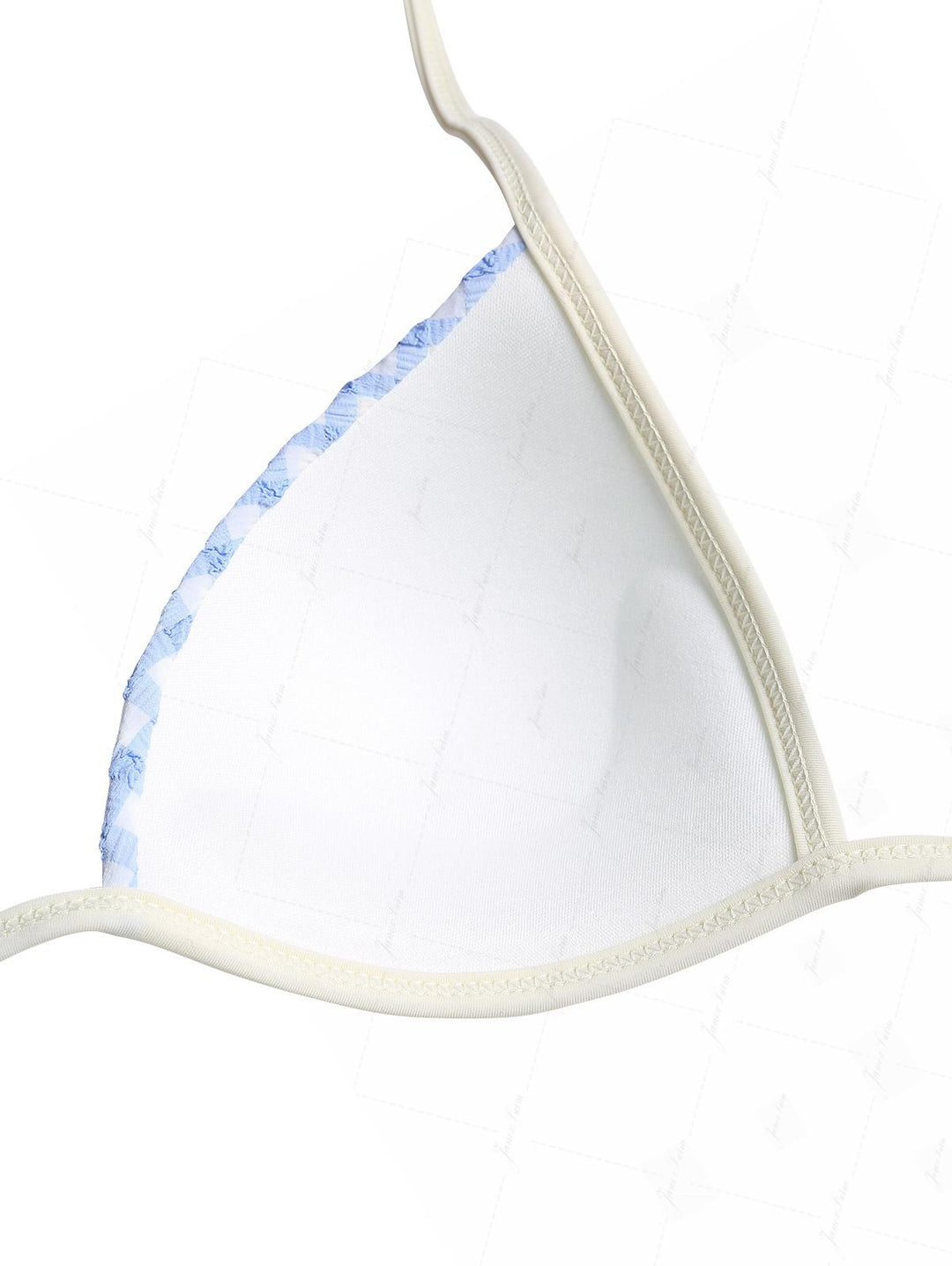 Light Blue Gingham Textured Halter Triangle Push Up Bikini Set