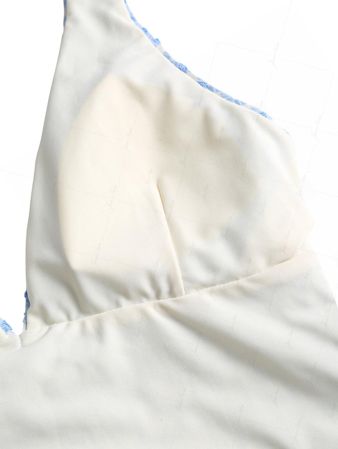 Light Blue Bubble Grid Textured Plunging Neck Halter Tied Tankini Top