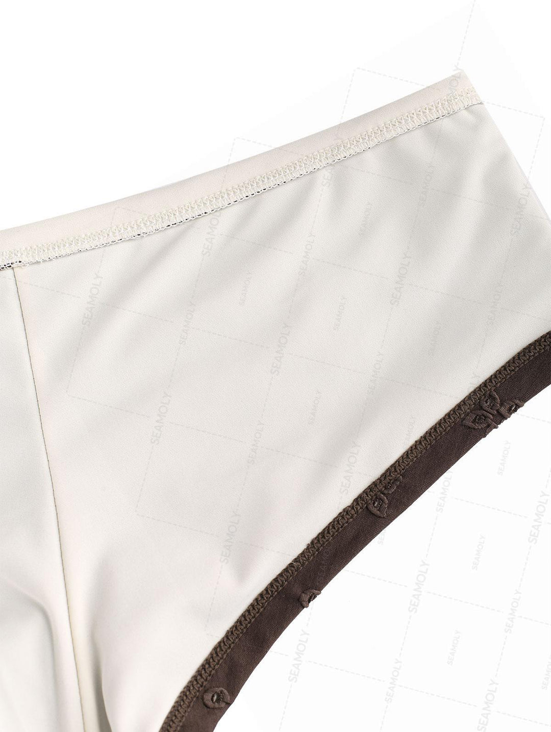 Seamolly Recycled Fabric Eyelet Jacquard Foldover Swim Bottom Bikini Boyshorts