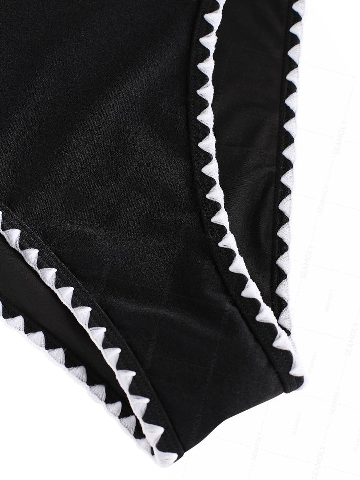 Seamolly Contrast Color Whip Stitching One-piece Swimsuit