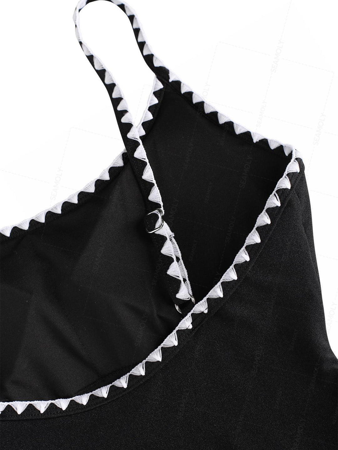 Seamolly Contrast Color Whip Stitching One-piece Swimsuit