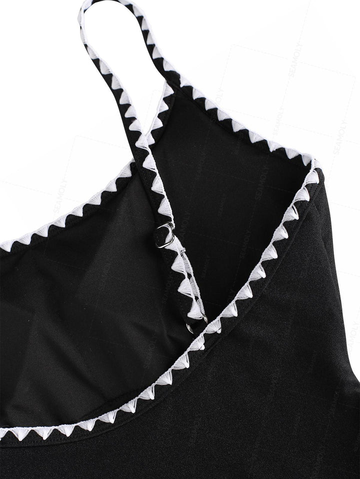 Seamolly Contrast Color Whip Stitching One-piece Swimsuit