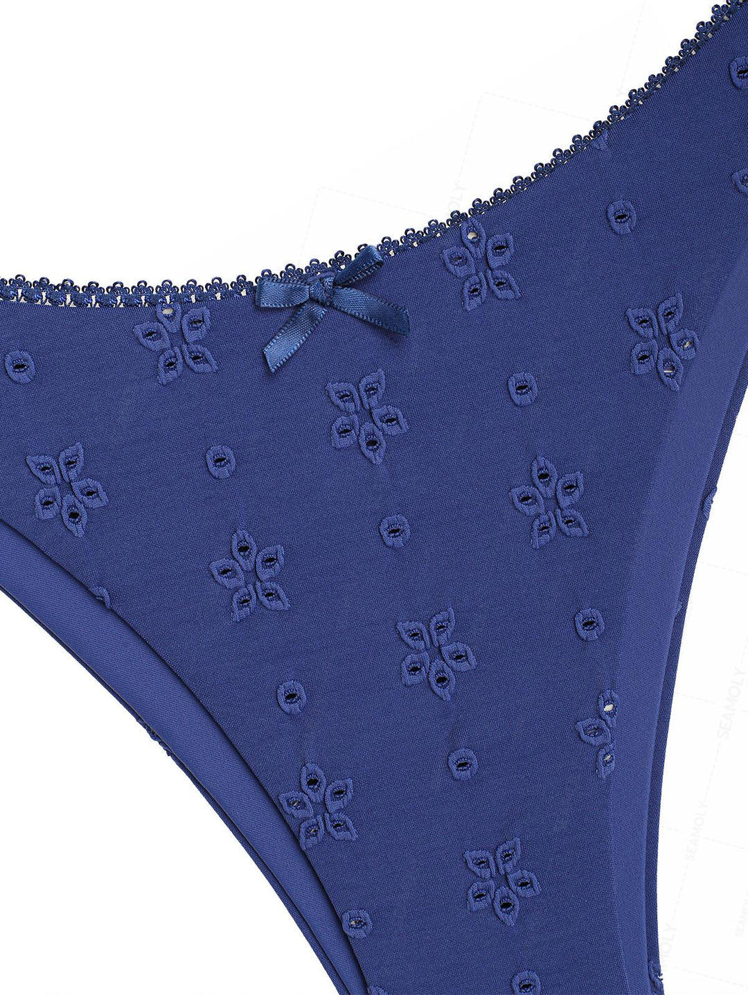 Seamolly Recycled Fabric Jacquard Lace Bowknot Cheeky Bikini Set