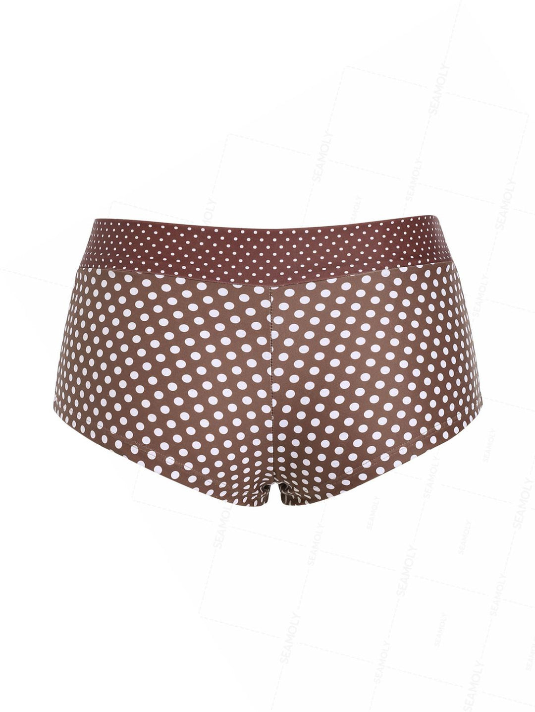 Seamolly Colorblock Polka Dot Print Swim Bottom Bikini Boyshorts