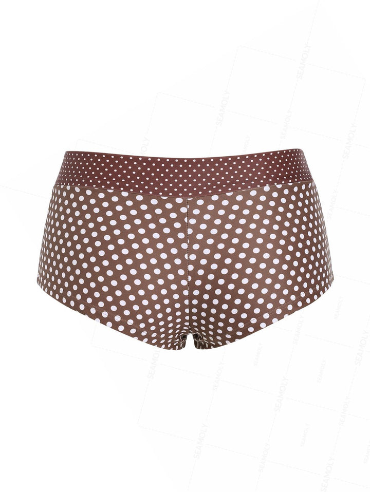 Seamolly Colorblock Polka Dot Print Swim Bottom Bikini Boyshorts