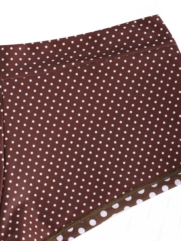Seamolly Colorblock Polka Dot Print Swim Bottom Bikini Boyshorts