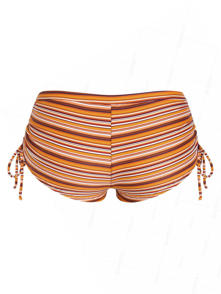 Seamolly Striped Cinched Beach Swim Bottom Bikini Boyshorts
