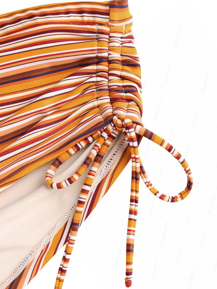 Seamolly Striped Cinched Beach Swim Bottom Bikini Boyshorts