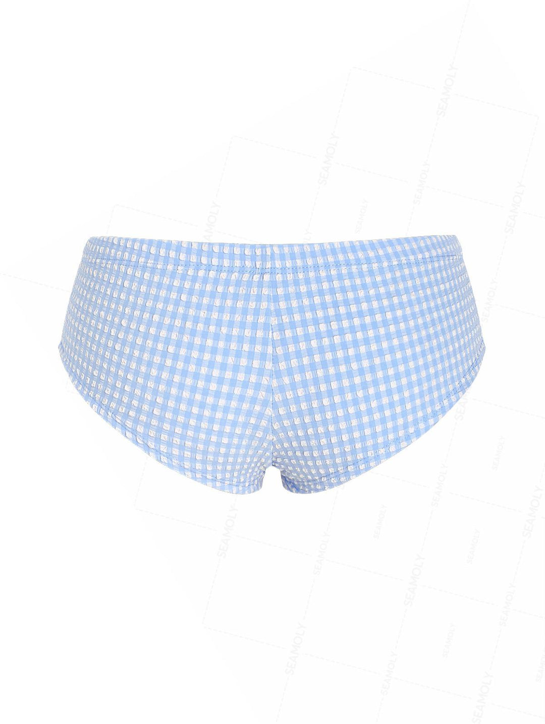Seamolly Gingham Textured Bowknot Swim Bottom Bikini Boyshorts