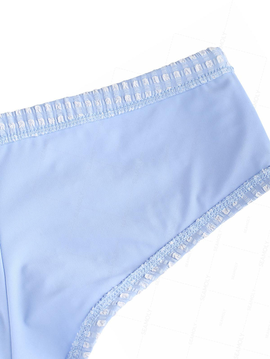 Seamolly Gingham Textured Bowknot Swim Bottom Bikini Boyshorts