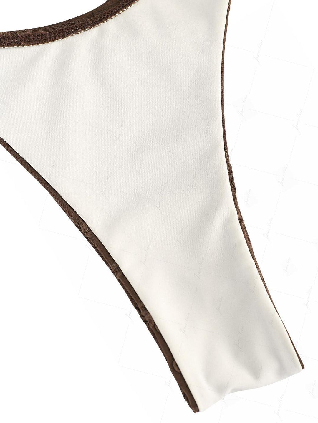 Deep Coffee Recycled Fabric Eyelet Jacquard High Cut Bikini Bottom