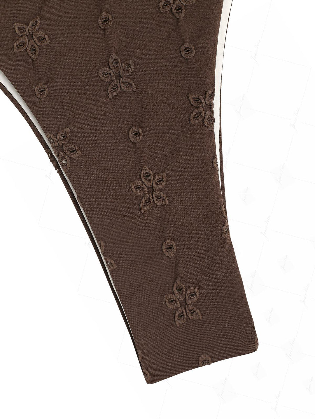 Deep Coffee Recycled Fabric Eyelet Jacquard High Cut Bikini Bottom