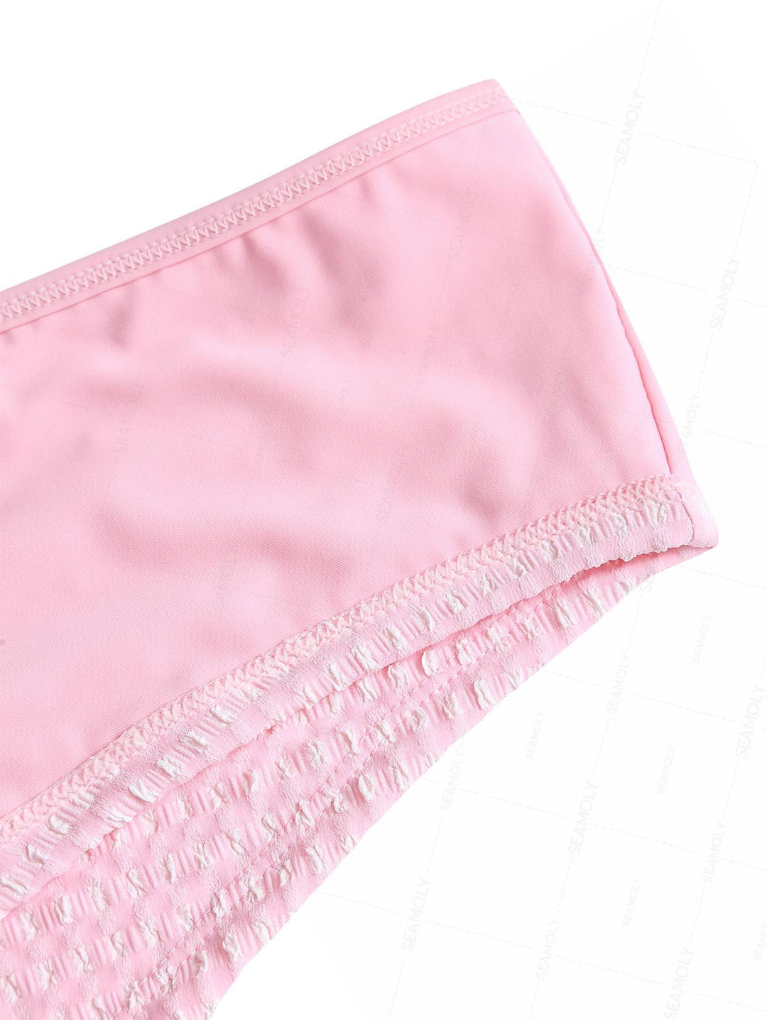 Seamolly Gingham Textured Bowknot Bralette Boyshorts Bikini Set