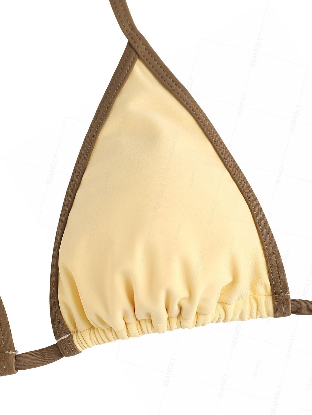 Seamolly Contrast Binding Smocked Ruffles Halter Triangle Skirtini Bikini Set