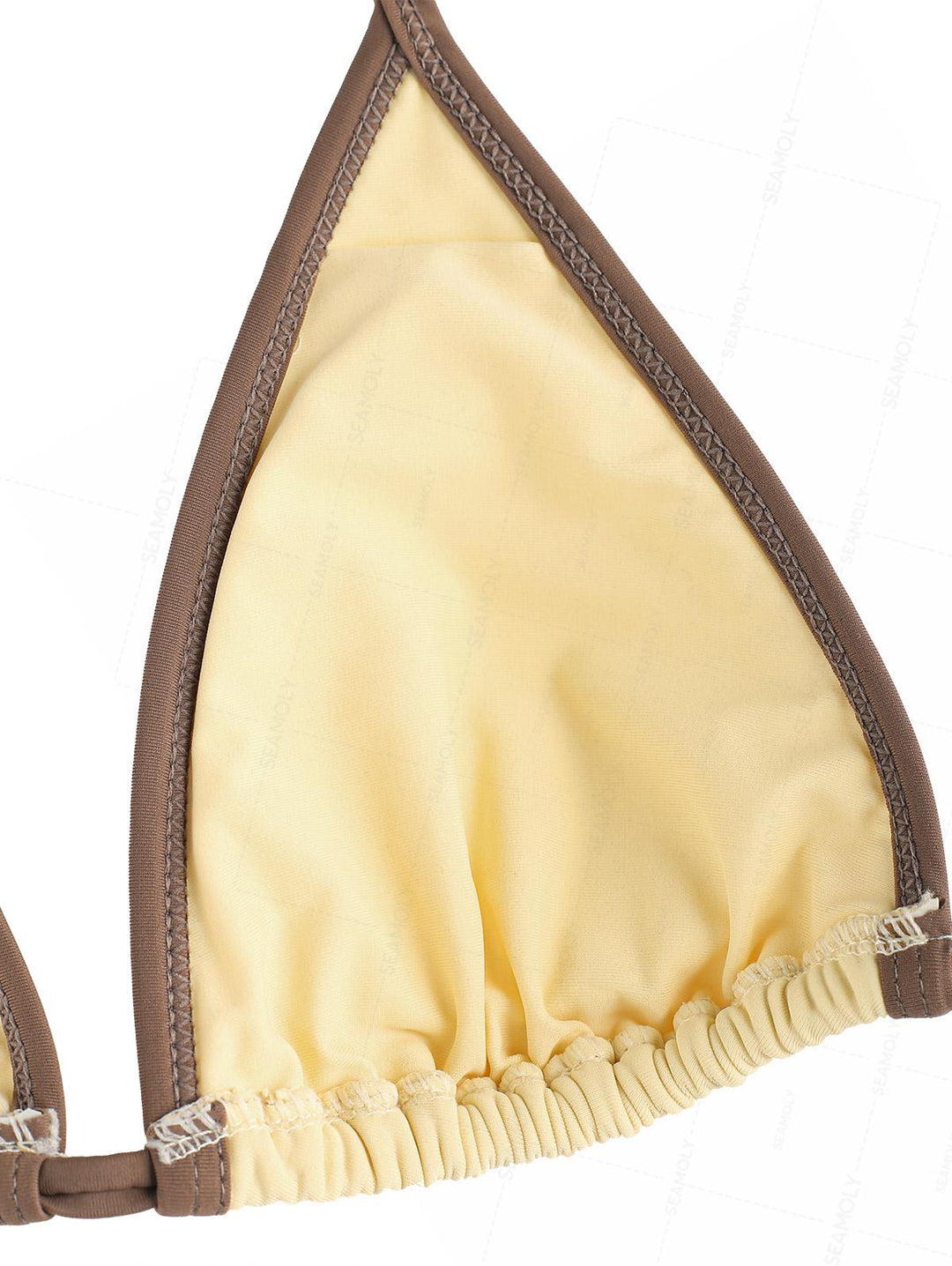 Seamolly Contrast Binding Smocked Ruffles Halter Triangle Skirtini Bikini Set