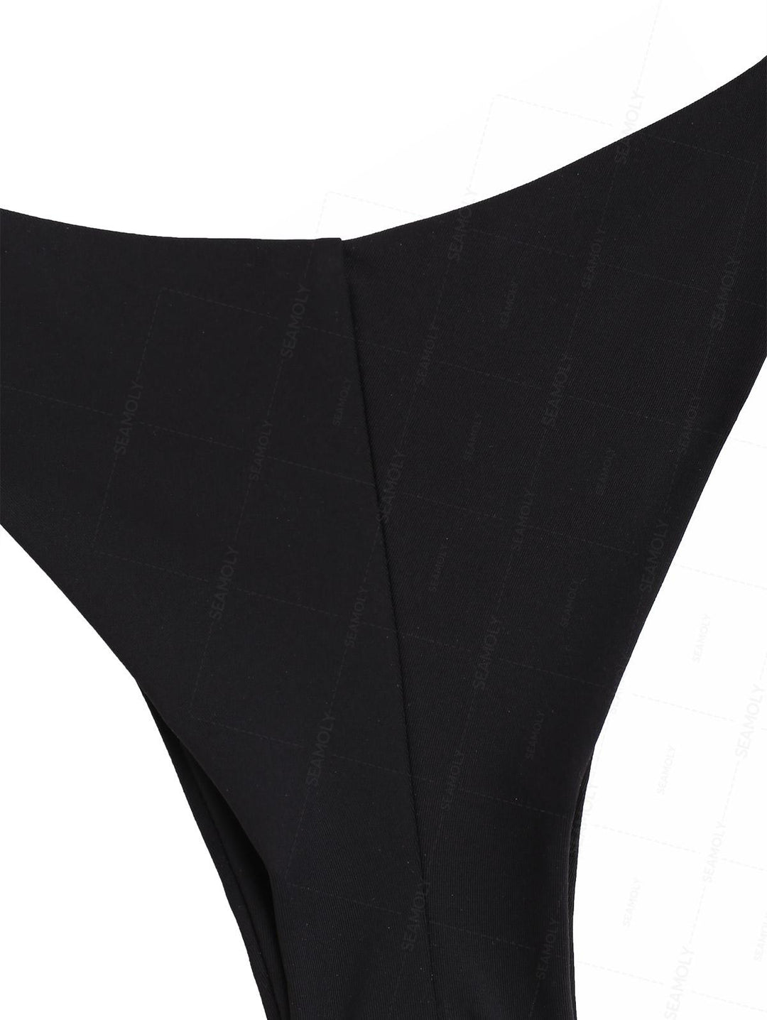 Seamolly Solid Color Ruched Halter Triangle Top & Brazilian Bottom Bikini Set