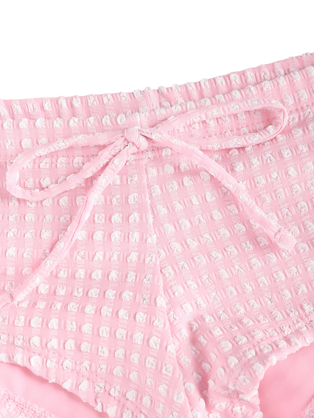 Seamolly Gingham Textured Bowknot Swim Bottom Bikini Boyshorts