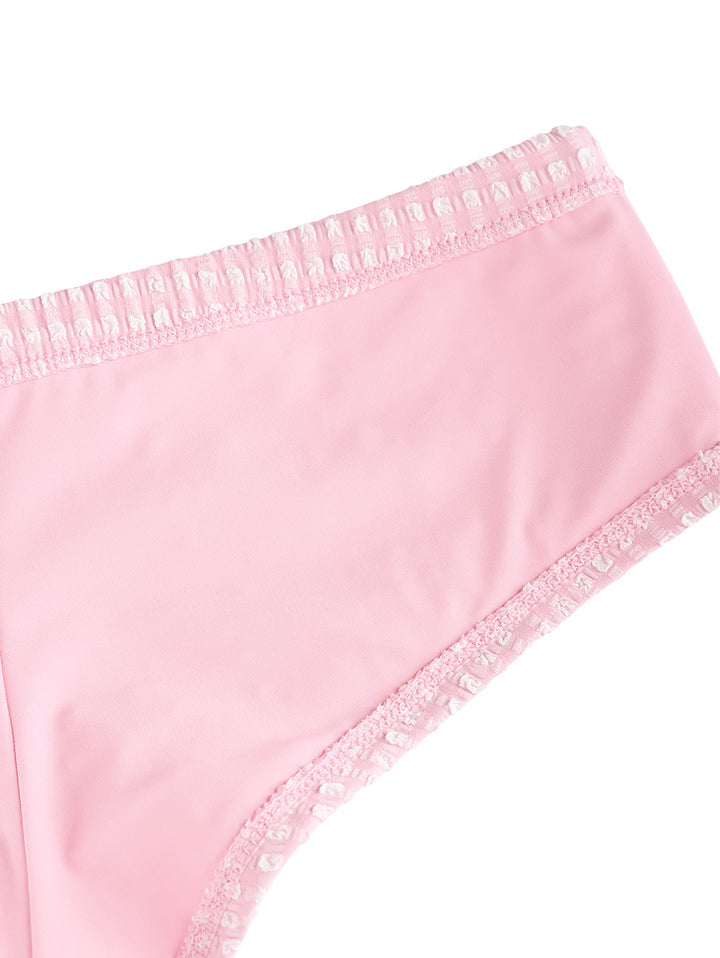 Seamolly Gingham Textured Bowknot Swim Bottom Bikini Boyshorts