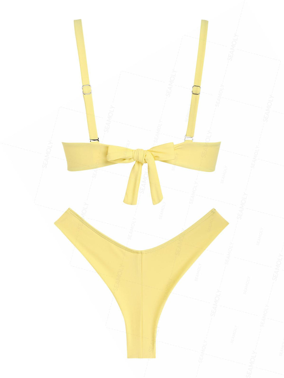 Seamolly Sexy Solid Color Ruched Underwire Push Up Bikini Set