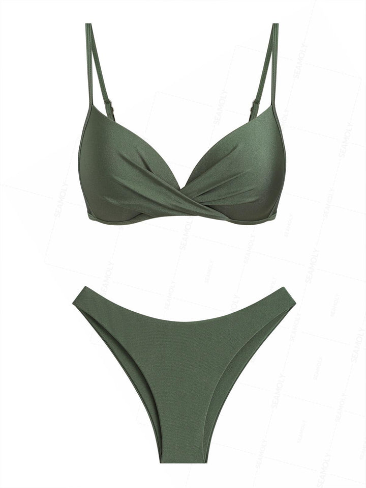 Seamolly Silky Twisted Gathering & Support Triangle Bikini Set