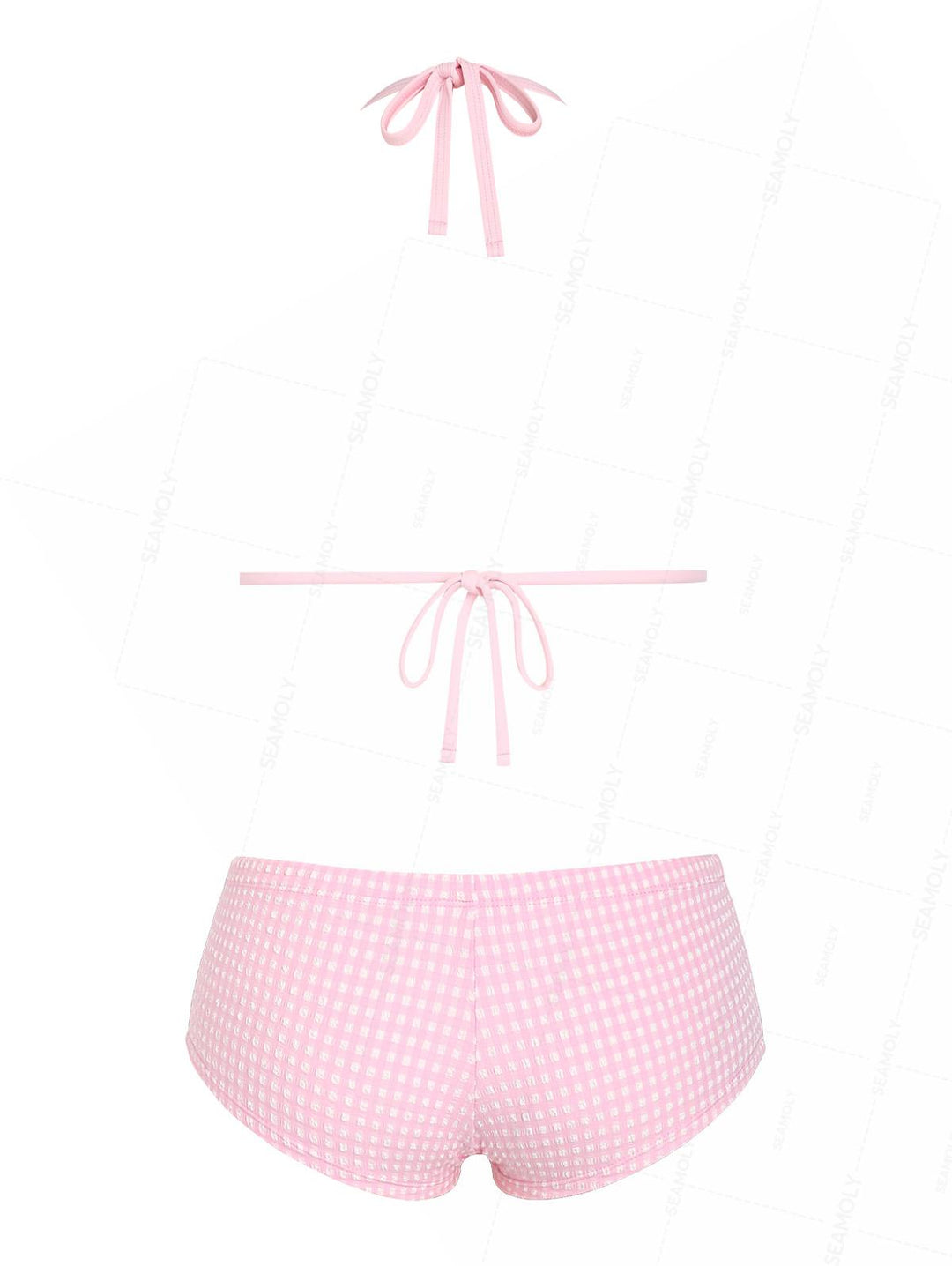 Seamolly Bubble Grid Halter Triangle Boyshorts Bikini Set