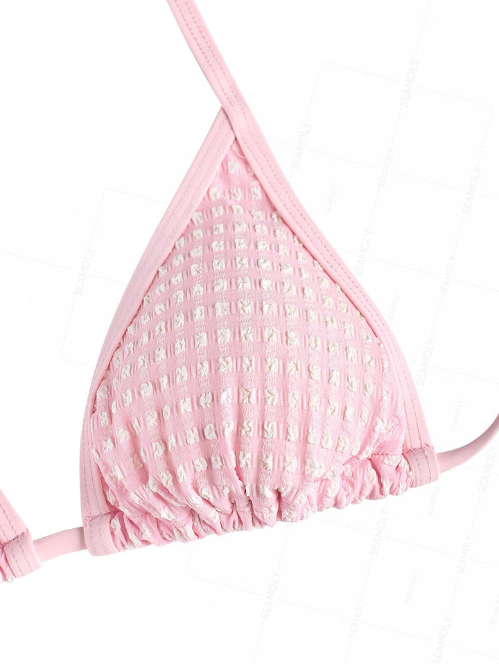 Seamolly Bubble Grid Halter Triangle Boyshorts Bikini Set