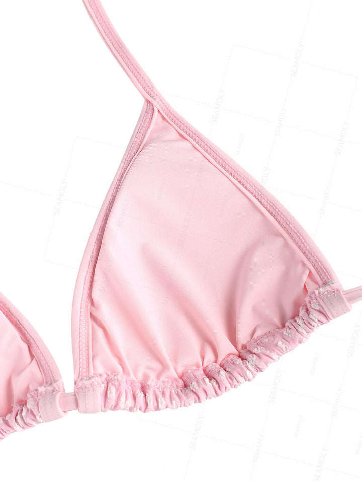 Seamolly Bubble Grid Halter Triangle Boyshorts Bikini Set