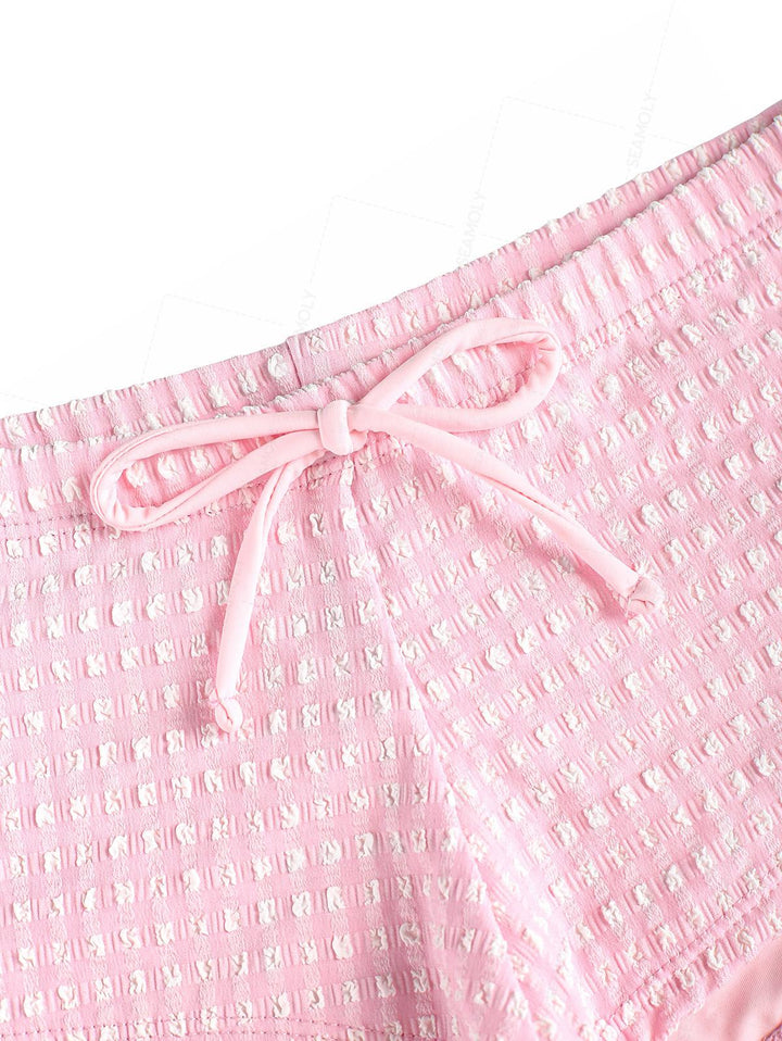 Seamolly Bubble Grid Halter Triangle Boyshorts Bikini Set