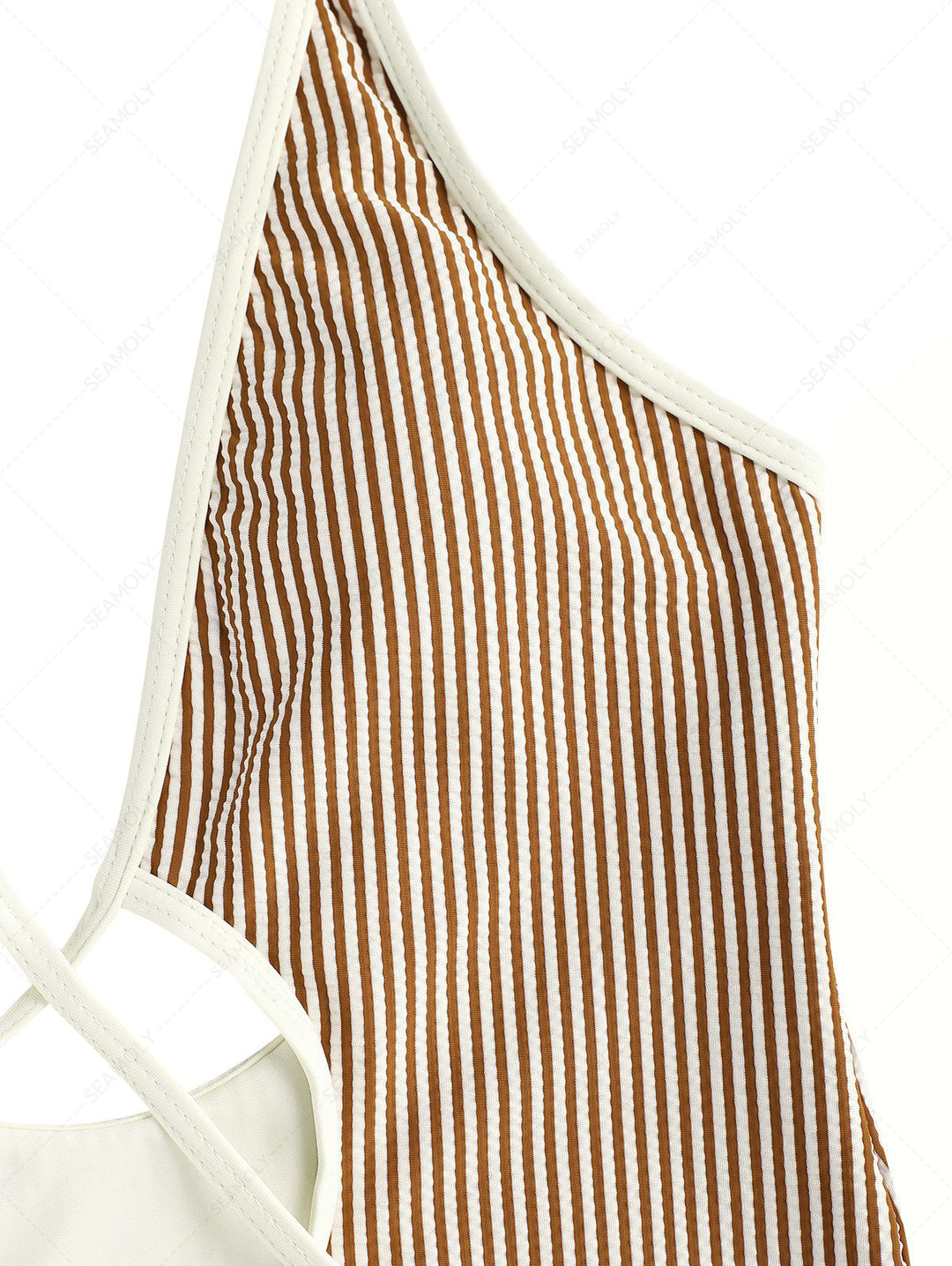 Seamolly Striped Tie Around Criss Cross Plunging Neck One-piece Swimsuit