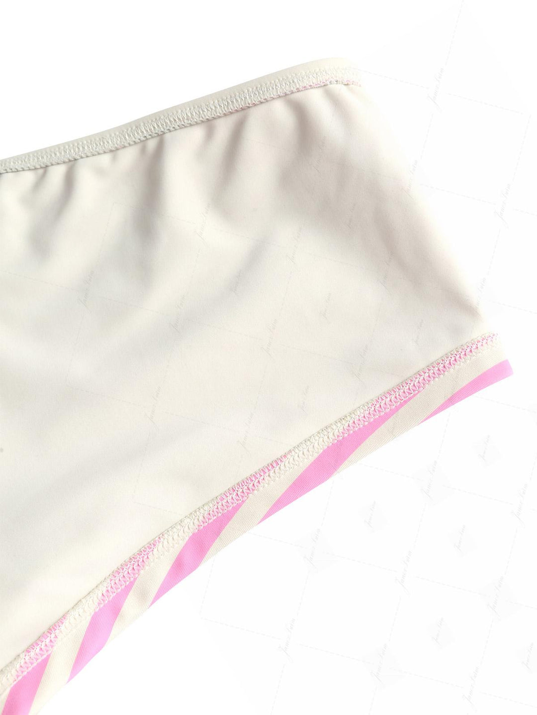 Light Pink Striped Lace Bowknot halter Cheeky Boyshorts Tankini Set