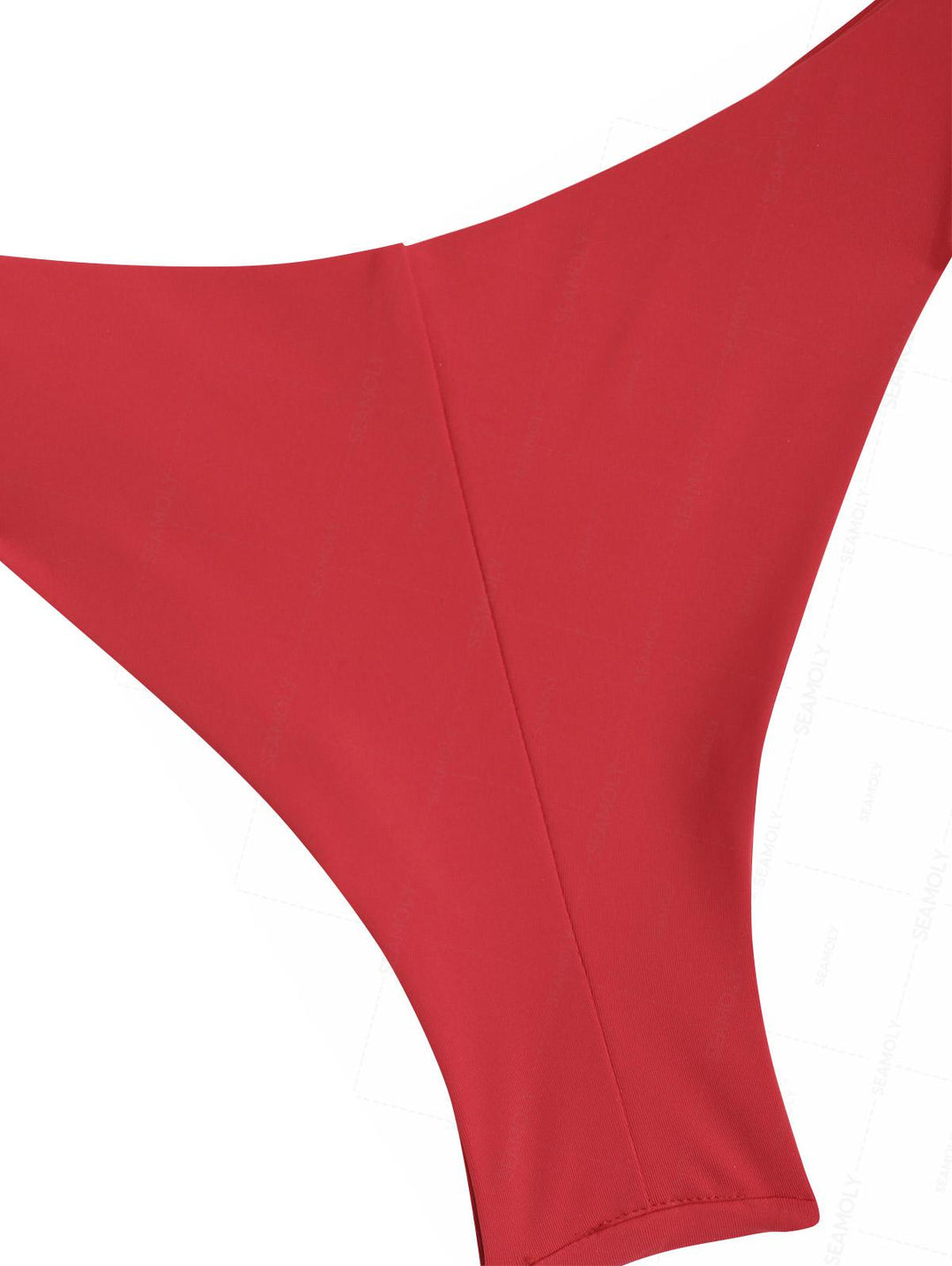 Seamolly Solid Color Ruched Halter Triangle Top & Brazilian Bottom Bikini Set