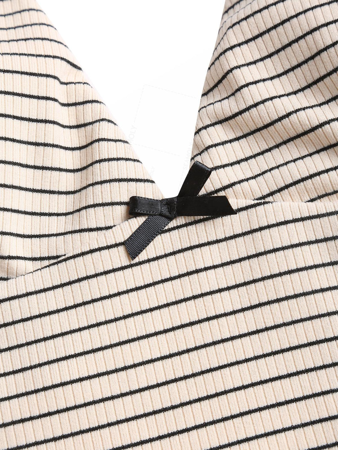 Seamolly Striped Bowknot Halter Tie Side Tankini Set