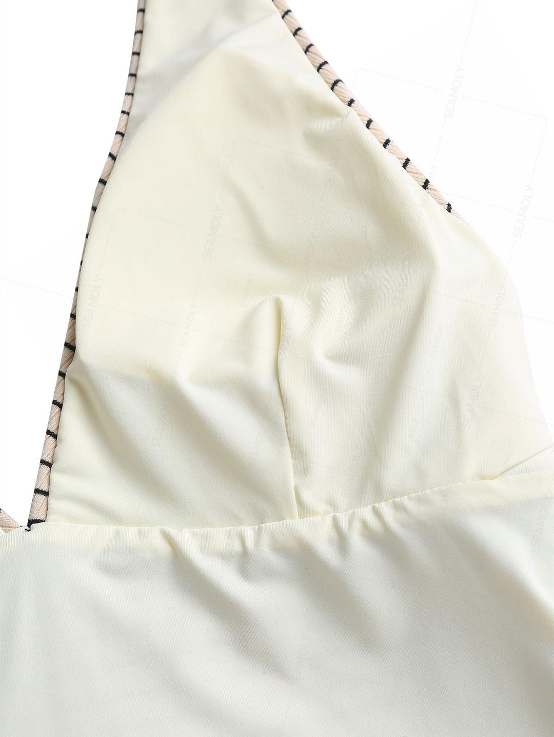 Seamolly Striped Bowknot Halter Tie Side Tankini Set