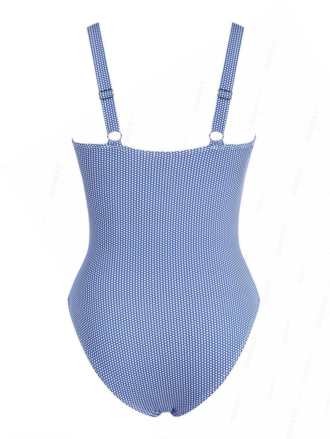 Seamolly 1950s Pin-Up Vintage Polka Dot Ruched Ruffles Plunging Neck One-piece Swimsuit