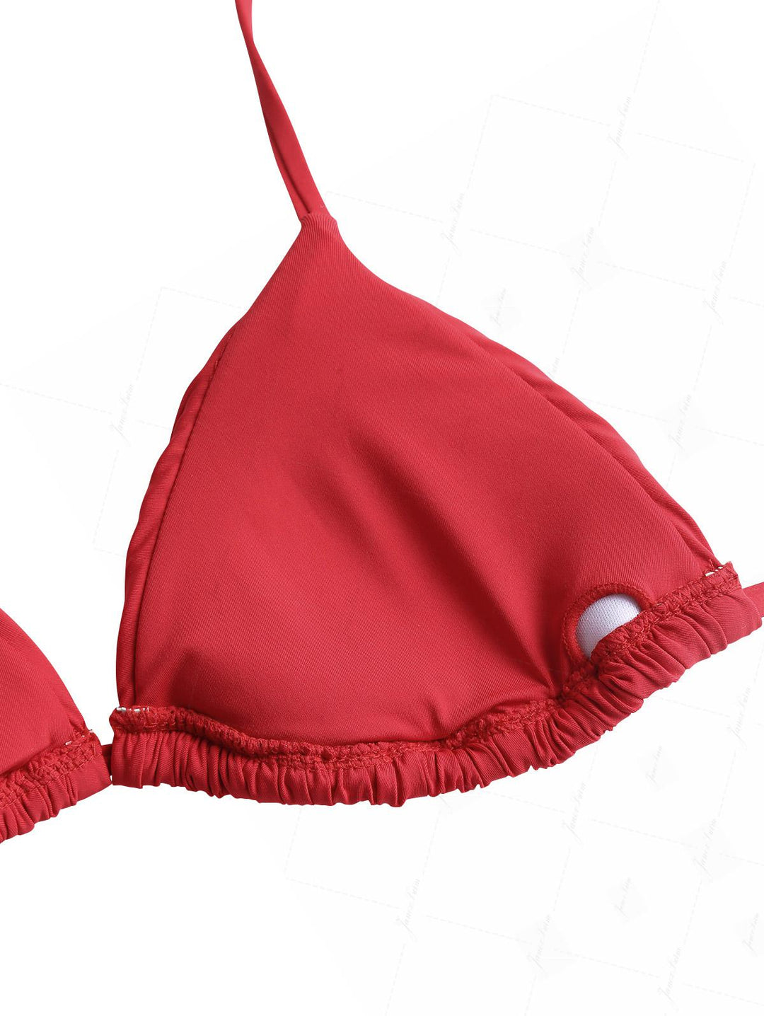 Red Ruched Halter Triangle Top & Cheeky Brazilian Bottom Bikini Set