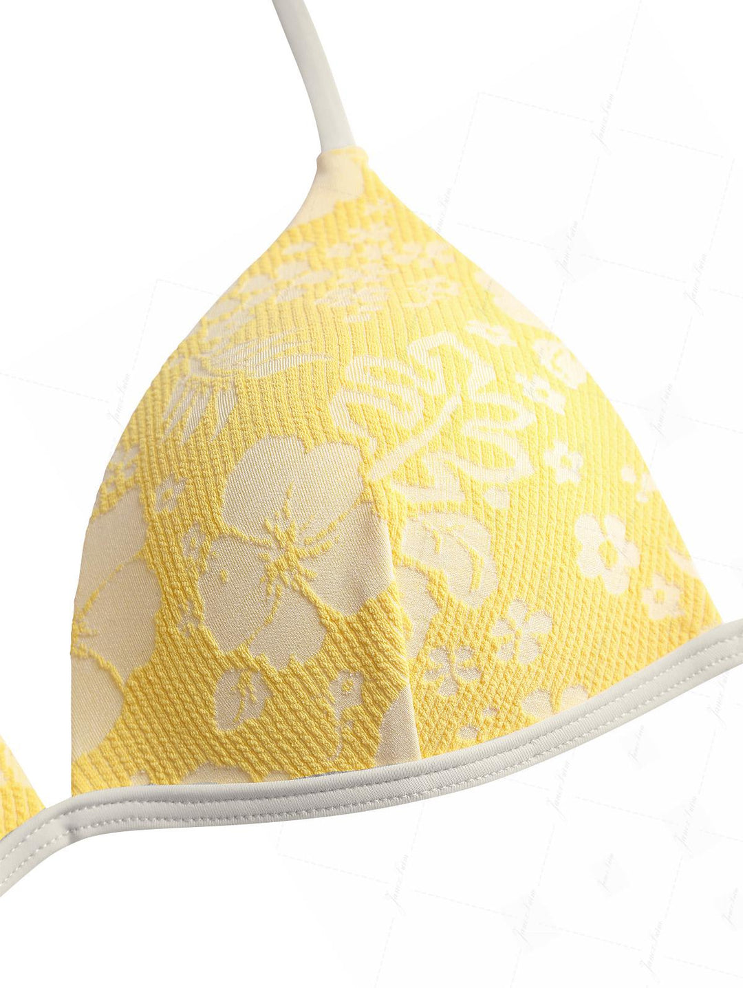 Yellow Recycled Fabric Jacquard Push Up Top & Cheeky Brazilian Bottom Bikini Set