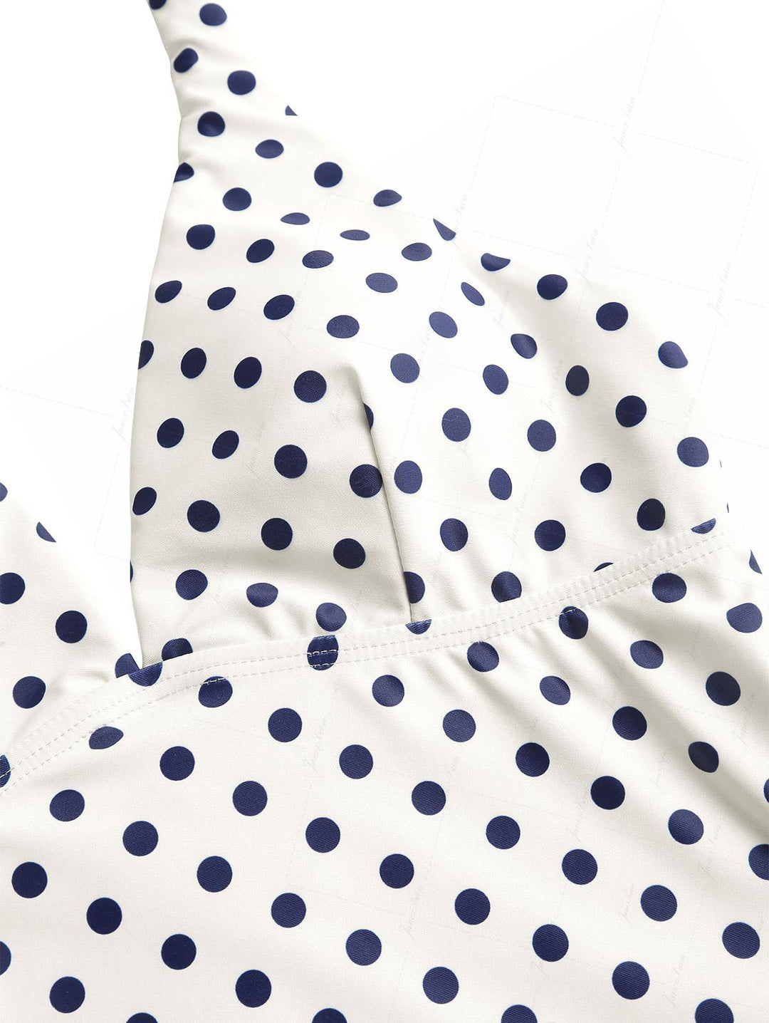 Crystal Cream Vintage Polka Dot Plunging Neck Halter Tankini Top