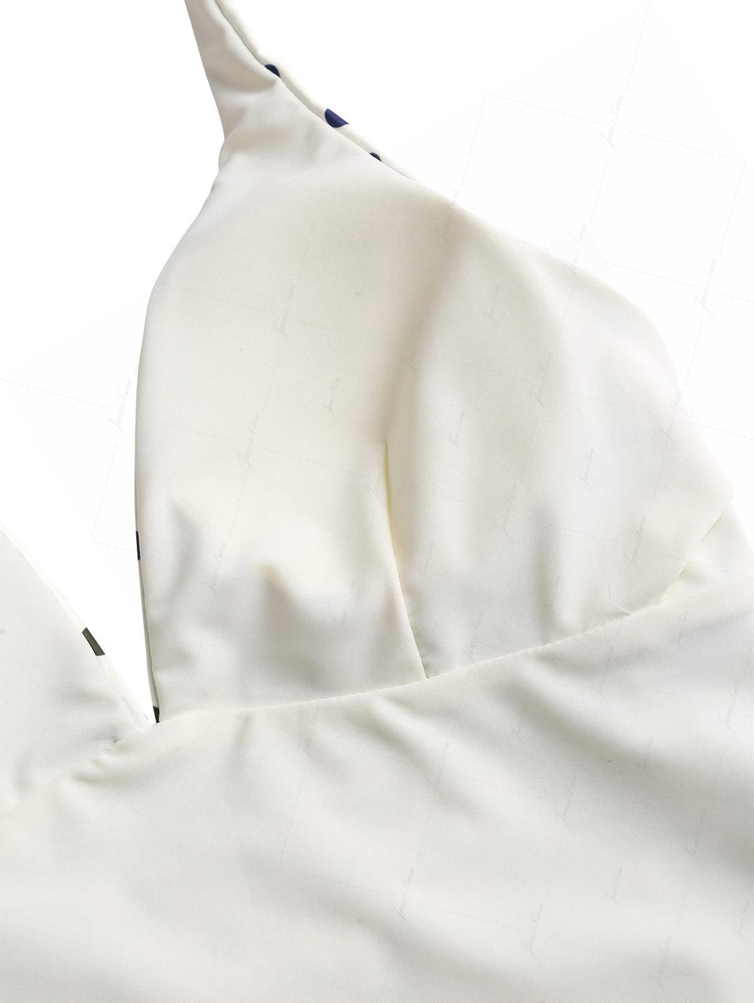 Crystal Cream Vintage Polka Dot Plunging Neck Halter Tankini Top