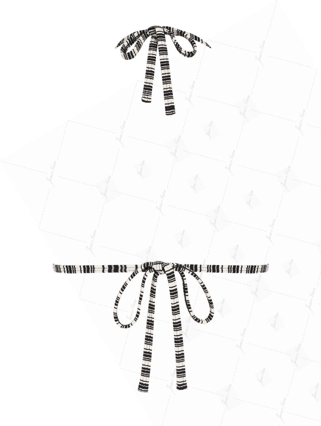 Black Knit Striped Ribbed Hard Cup Support Halter Triangle Bikini Top