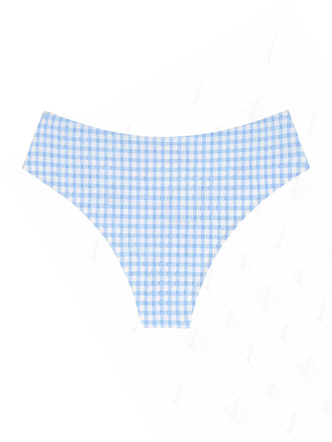 Light Blue Gingham Grommet Lace Up Bikini Bottom