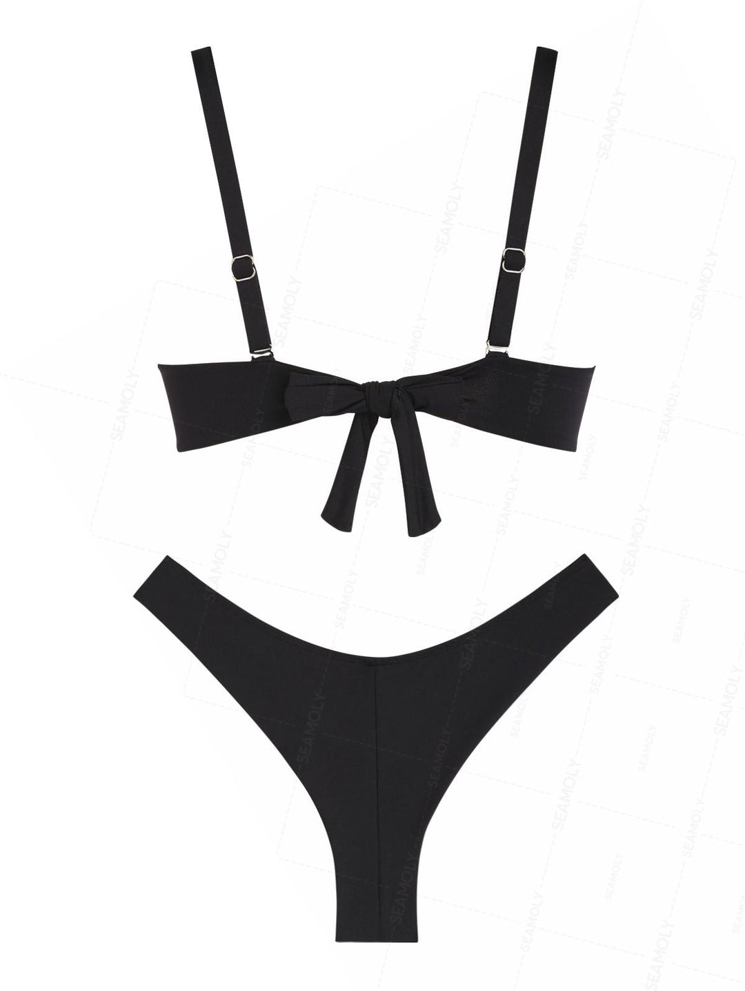 Seamolly Sexy Solid Color Ruched Underwire Push Up Bikini Set