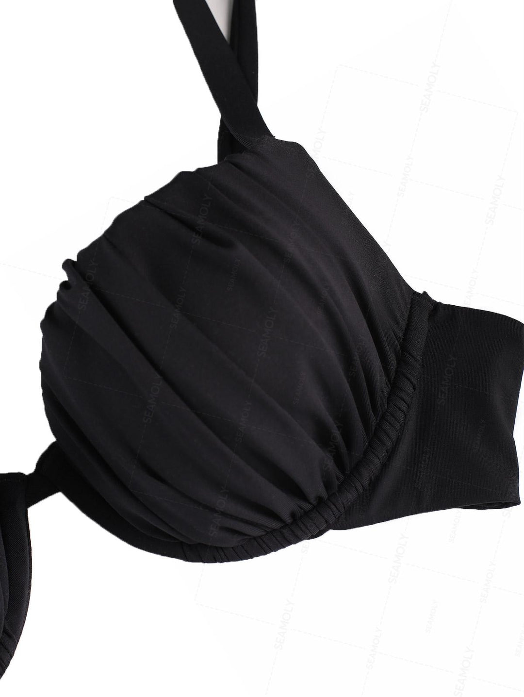 Seamolly Sexy Solid Color Ruched Underwire Push Up Bikini Set