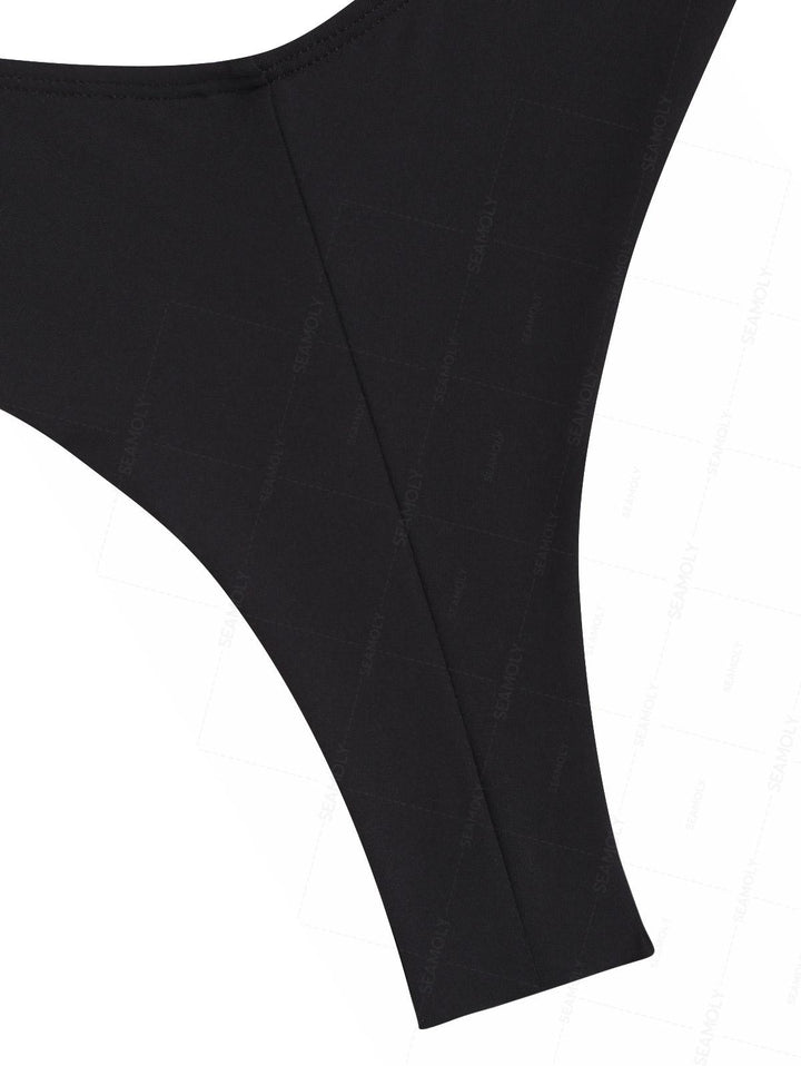 Seamolly Sexy Solid Color Ruched Underwire Push Up Bikini Set