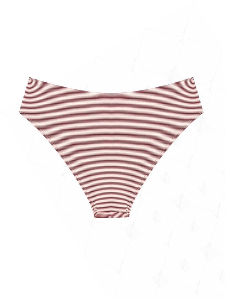 Cherry Red Striped Grommet Lace Up Bikini Bottom