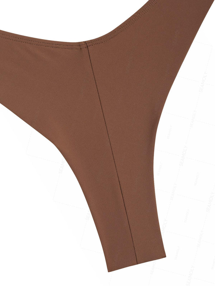 Seamolly Sexy Solid Color Ruched Underwire Push Up Bikini Set