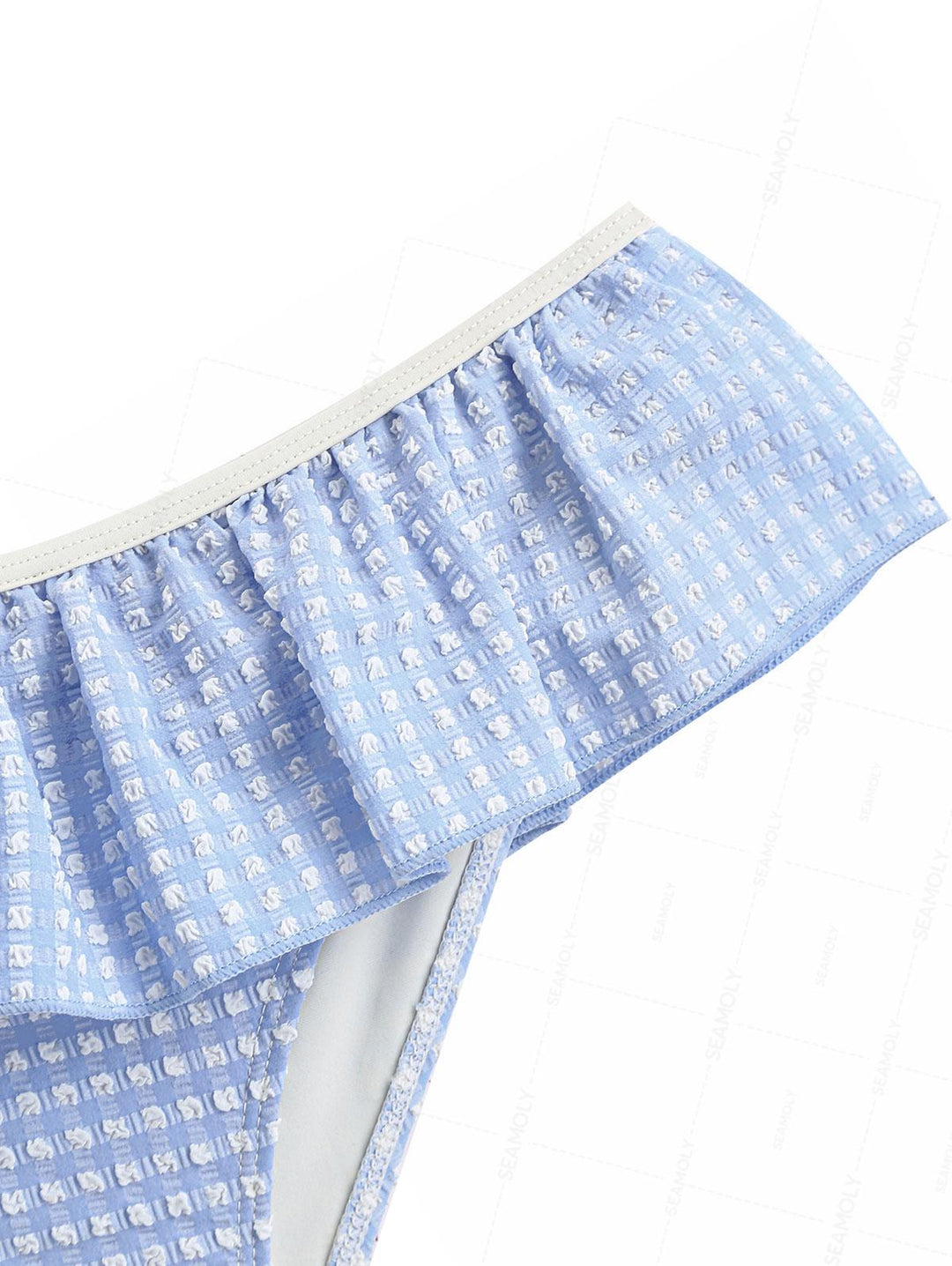 Seamolly Bubble Grid Peplum Contrast Binding Skirtini Bikini Set