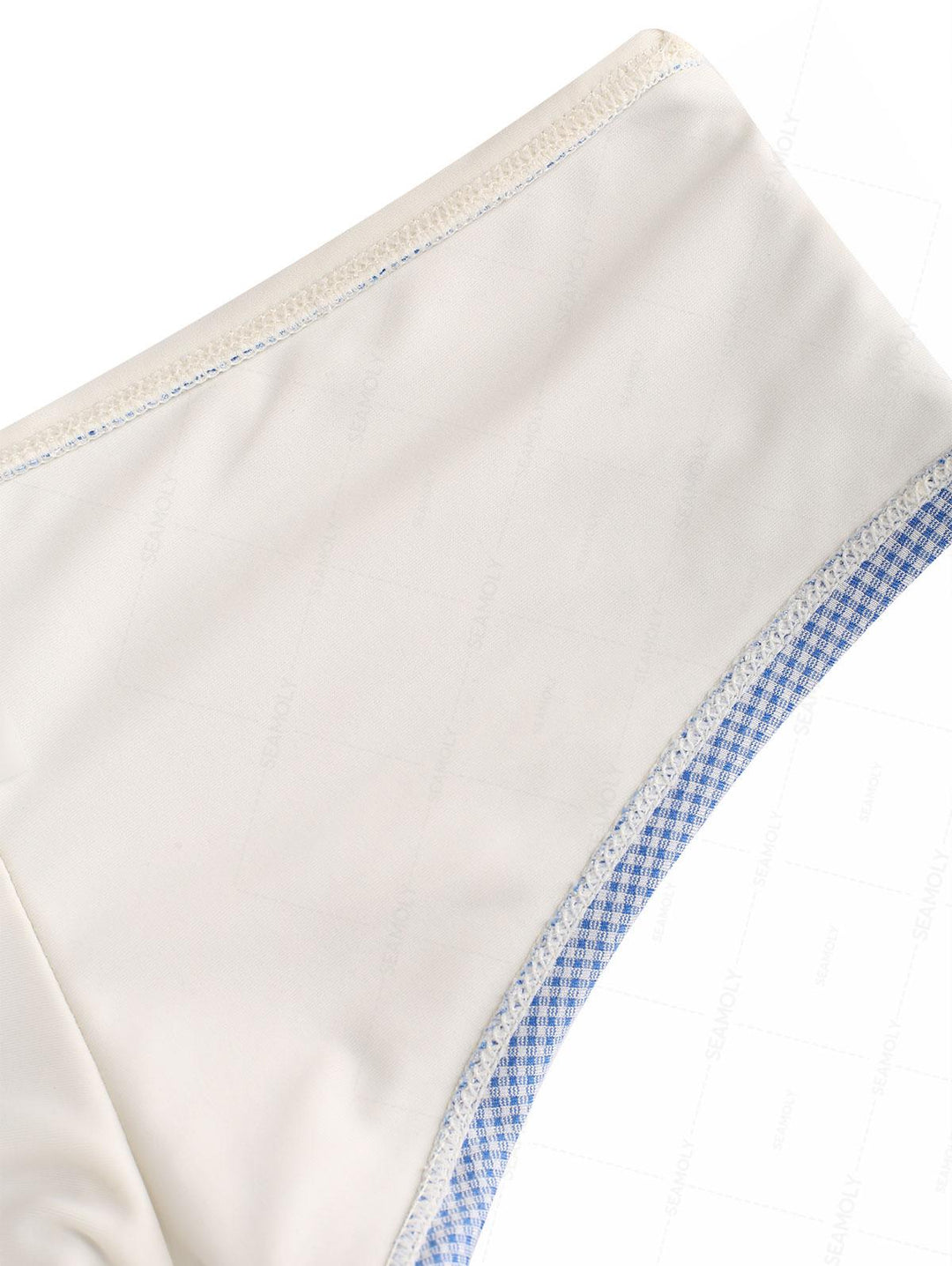 Seamolly Plaid Bowknot Fold-over Swim Bottom Bikini Boyshorts